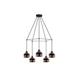 Amber LED Modern Metal Gövdeli 5'Li Tepsi Sarkıt Parlak Siyah Aydınlatma, Siyah-6887