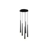 Amber LED Modern Metal Gövdeli 5'Li Tepsi Sarkıt Siyah Aydınlatma, Siyah-6073