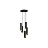 Amber LED Modern Metal Gövdeli 5'Li Tepsi Sarkıt Siyah Aydınlatma, Siyah-981