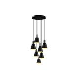 Amber LED Modern Metal Gövdeli 7'Li Tepsi Sarkıt Siyah Aydınlatma, Siyah-6357