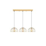 Amber LED Modern Tel 3'lü Sıralı Sarkıt Parlak Gold E27 Uyumlu Aydınlatma, Altın-11995