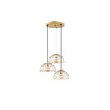 Amber LED Modern Tel 3'lü Tepsi Sarkıt Avize Parlak Gold E27 Uyumlu, Altın-12000
