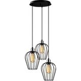Amber LED Modern Tel 3'lü Tepsi Sarkıt Siyah Aydınlatma Yatak Odası E27 Uyumlu, Siyah-6706
