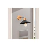 Amber LED Natural Ahşap Aplik Duvar Lambası E27 Uyumlu 24x30x20 cm Yatak Odası Oturma Odası, Siyah-620