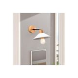 Amber LED Natural Ahşap Aplik E27 Duvar Lambası 24x30x20 cm Antre ve Salon Aydınlatma, Beyaz-628