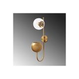 Amber LED Parlak Gold Cam Detaylı Aplik E14 Uyumlu 15x23x61 cm Yatak Odası Duvar Lambası, Altın-11480