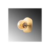 Amber LED Parlak Gold Camlı Aplik Duvar Lambası E14 Uyumlu 25x25x20 cm Yatak Odası ve Salon, Altın-11665