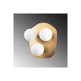 Amber LED Parlak Gold Metal Aplik Duvar Lambası Cam Detaylı 45x37x25 cm Yatak Odası Aydınlatma, Altın-11711