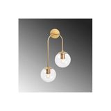 Amber LED Parlak Gold Metal Aplik Duvar Lambası E14 Uyumlu 30x24x55 cm Oturma Odası Aydınlatma, Altın-10580