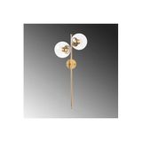 Amber LED Parlak Gold Metal Aplik Duvar Lambası E14 Uyumlu 32x27x72 cm Oturma Odası Aydınlatma, Altın-10405
