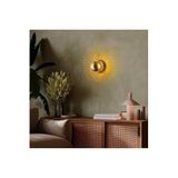 Amber LED Parlak Gold Metal Aplik E27 Uyumlu Duvar Lambası 10x21x16 cm Oturma Odası ve Yatak Odası, Altın-M