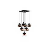 Amber LED Parlak Siyah Metal Gövdeli 9'Lu Sarkıt Aydınlatma Mutfak ve Salon için E27 Uyumlu, Siyah-6893