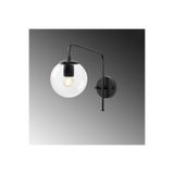 Amber LED Pütürlü Siyah Aplik Duvar Lambası E14 Uyumlu 15x32x32 cm Yatak Odası Aydınlatma, Siyah-10930