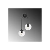 Amber LED Pütürlü Siyah Metal Aplik Duvar Lambası E14 Uyumlu 30x24x55 cm Oturma Odası Aydınlatma, Siyah-10570