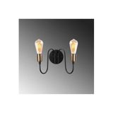 Amber LED Pütürlü Siyah Metal Aplik Duvar Lambası E27 Uyumlu 29x15x20 cm Salon ve Mutfak Aydınlatma, Siyah-11521