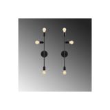 Amber LED Pütürlü Siyah Metal Aplik E27 Duvar Lambası 15x15x65 cm Oturma Odası Aydınlatma, Siyah-3161