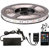 Amber LED Rgb Şerit LED Sese ve Müziğe Duyarlı Kumanda 5050 3 Çipli 6 Metre 12 V