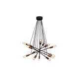 Amber LED Rustik 14'lü Tepsi Sarkıt Pütürlü Siyah Metal Gövde ile Oturma Odası Aydınlatma, Siyah-632