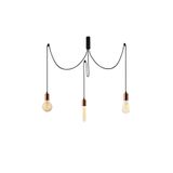 Amber LED Rustik 3'lü Tepsi Sarkıt Pütürlü Siyah Metal Gövde ile Mutfak ve Salon Aydınlatması, Siyah-915