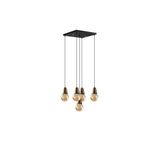 Amber LED Rustik 5'Li Kademeli Sarkıt Pütürlü Siyah Mutfak ve Salon Aydınlatması E27 Uyumlu, Siyah-6480