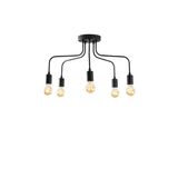 Amber LED Rustik 5'Li Plafönyer Pütürlü Siyah Oturma Odası Aydınlatma E27 Uyumlu, Siyah-1182