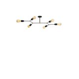 Amber LED Rustik 6'lı Plafönyer Pütürlü Siyah Metal Gövde ile Salon ve Yatak Odası için E27 Uyumlu Aydınlatma, Siyah-1242