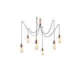 Amber LED Rustik 6'lı Tepsi Sarkıt Avize Metal Gövde Mutfak ve Salon için E27 Uyumlu, Bakır-914