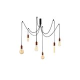 Amber LED Rustik 6'lı Tepsi Sarkıt Pütürlü Siyah Metal Gövde ile Mutfak ve Salon Aydınlatması, Siyah-916