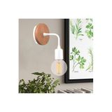 Amber LED Rustik Tekli Aplik Ahşap Beyaz Siyah Oturma Odası Aydınlatma E27 Uyumlu, Beyaz-736