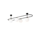 Amber LED Şık Camlı 4'lü Plafönyer Pütürlü Siyah E27 Uyumlu, Siyah-4891