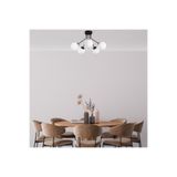 Amber LED Şık Camlı 5'Li Plafönyer Pütürlü Siyah Oturma Odası ve Kütüphane için E14 Uyumlu, Siyah-13960