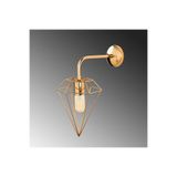 Amber LED Şık Gold Metal Aplik Duvar Lambası E27 Uyumlu 20x37x43 cm Yatak Odası ve Salon Aydınlatma, Altın-6304