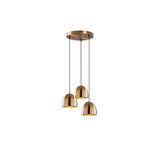 Amber LED Şık Metal Gövdeli 3'lü Tepsi Sarkıt Mutfak ve Salon için E27 Uyumlu, Altın-10670