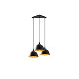 Amber LED Şık Metal Gövdeli 3'lü Tepsi Sarkıt Mutfak ve Salon için E27 Uyumlu, Siyah-6071