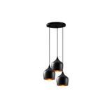 Amber LED Şık Metal Gövdeli 3'Lü Tepsi Sarkıt Mutfak ve Salon için E27 Uyumlu, Siyah-6276