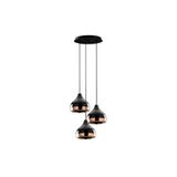Amber LED Şık Metal Gövdeli 3'lü Tepsi Sarkıt Parlak Siyah E27 Uyumlu, Siyah-6871