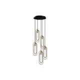 Amber LED Şık Metal Gövdeli 5'Li Tepsi Sarkıt Avize Mutfak ve Salon için E27 Uyumlu, Siyah-2041