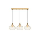Amber LED Şık Metal Gövdeli Tel 3'lü Sarkıt Avize, Mutfak ve Salon için E27 Uyumlu, Altın-11925