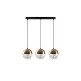 Amber LED Şık Metal Gövdeyle Camlı 3'lü Sıralı Sarkıt Mutfak ve Salon Aydınlatması E27 Uyumlu, Bej-6161