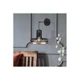 Amber LED Şık Pütürlü Siyah Metal Aplik E27 Duvar Lambası 20x25x32 cm Yatak Odası ve Salon, Siyah-775