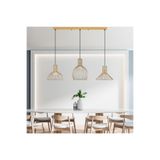 Amber LED Tel 3'lü Sıralı Sarkıt Parlak Gold Modern Aydınlatma E27 Uyumlu, Altın-1