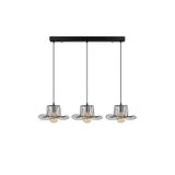 Amber LED Tel 3'lü Sıralı Sarkıt Pütürlü Siyah Metal Gövde ile Modern Aydınlatma, Siyah-6771