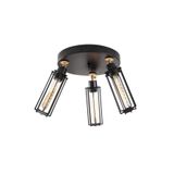 Amber LED Tel 3'lü Tepsi Sarkıt Avize Metal Gövdeli Salon ve Antre için E27 Uyumlu, Siyah-1017
