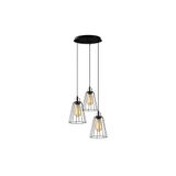 Amber LED Tel 3'lü Tepsi Sarkıt Modern Metal Gövde E27 Uyumlu, Siyah-6671
