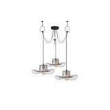 Amber LED Tel 3'lü Tepsi Sarkıt Modern Metal Gövdeli E27 Uyumlu, Siyah-6741