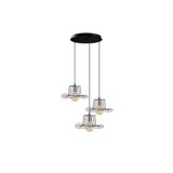 Amber LED Tel 3'lü Tepsi Sarkıt Modern Metal Gövdeli Mutfak Aydınlatma E27 Uyumlu, Siyah-6776