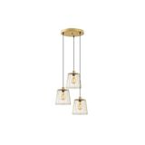 Amber LED Tel 3'lü Tepsi Sarkıt Parlak Gold Modern Aydınlatma E27 Uyumlu, Altın-2