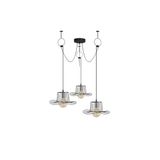Amber LED Tel 3'lü Tepsi Sarkıt Pütürlü Siyah Metal Gövde ile Mutfak ve Salon Aydınlatması, Siyah-6756