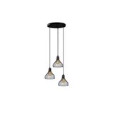 Amber LED Tel 3'lü Tepsi Sarkıt Pütürlü Siyah Metal Gövde ile Salon ve Yatak Odası Aydınlatma, Siyah-12160