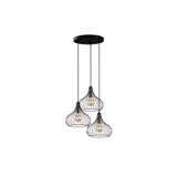 Amber LED Tel 3'lü Tepsi Sarkıt Pütürlü Siyah Metal Gövde ile Salon ve Yatak Odası için E27 Uyumlu Aydınlatma, Siyah-11915